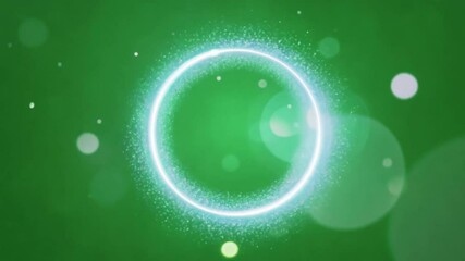 Sticker - glowing green circle: an ethereal, glowing circle of light softly illuminates a vibrant green backgr
