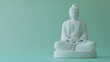 © Farn - 15. A minimal sculpture of Buddha meditating with a light green gradient backdrop