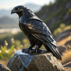 Canvas Print - Obsidian figure of an eagle