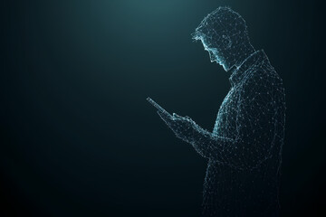 Vector illustration of a cybersecurity expert working on a computer