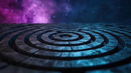 Wall Mural - endless labyrinth floating in cosmic void surrounded by stars and galaxies in the universe