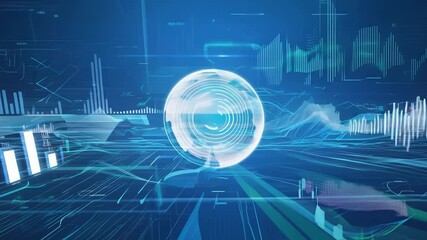 Wall Mural - abstract futuristic hud showing global data analysis