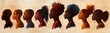 © tiger - Silhouette Artwork of Diverse African and African American Profiles Celebrating Racial Equality Identity and Unity