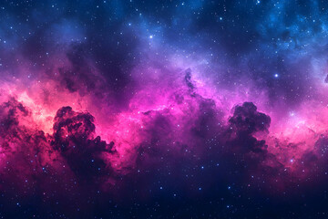 Wall Mural - Cosmic Nebula Pink, blue gas clouds in space. Background stars.  Website banner