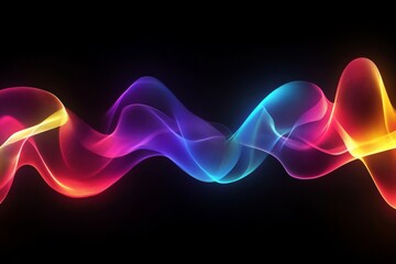 Canvas Print - vibrant, colorful, wavy lines flow across a black background. a dynamic, energetic and abstract imag