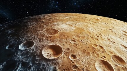 Wall Mural - detailed image of a celestial body with craters and starry background