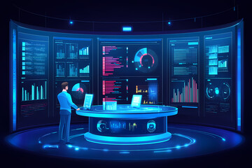 Vector illustration of an IT specialist working on a computer