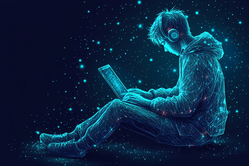 Vector illustration of an IT specialist working on a computer