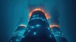 © Hamdee - Futuristic Cooling Towers at Night Industrial Power Plant Energy Technology