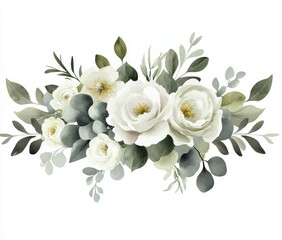 Wall Mural - Herbal illustrations in watercolor, perfect for botanical arrangements on wedding or greeting cards