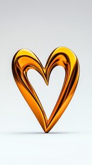 a minimalist heartshaped geometric sculpture, modern love art, 3D render, metallic gold, isolated on white background