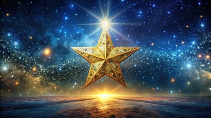 celestial beauty with intricate gold star patterns shining brightly in a vast starry expanse