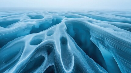Wall Mural - abstract icy texture, blue, frozen, winter landscape.