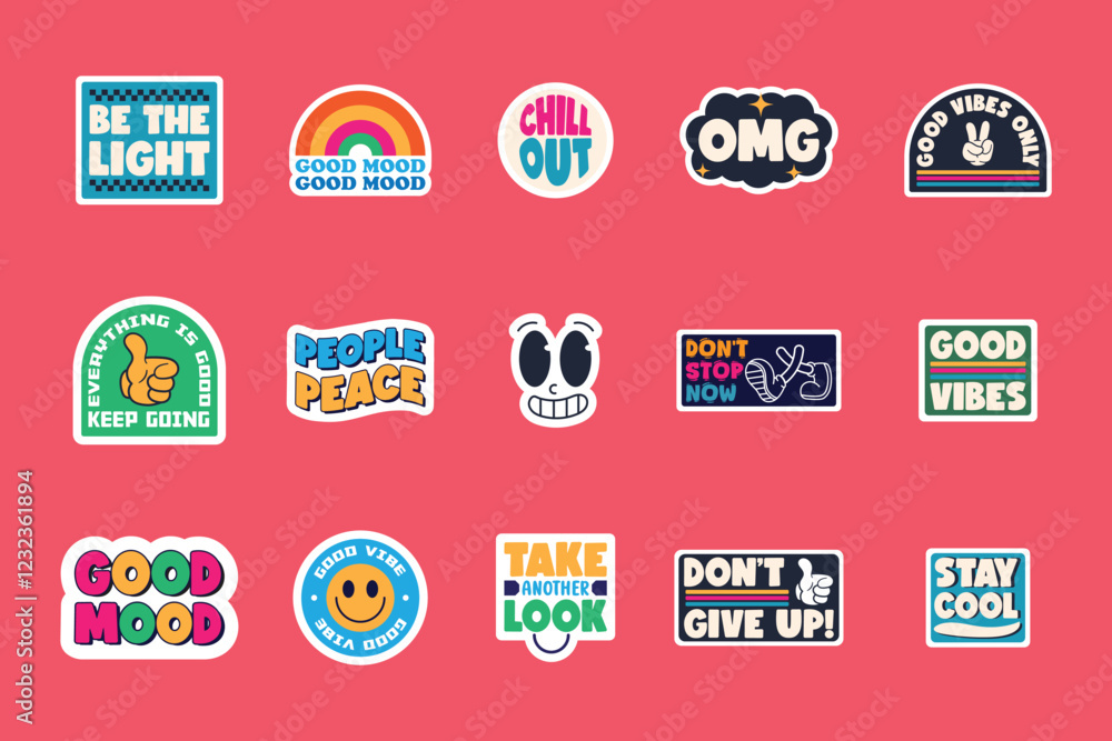 Motivational and Positive Quote Sticker Set - Retro Typography Sticker ...