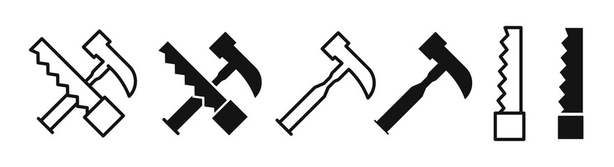 Wall Mural - hammer and saw icon vectors for apps and web.