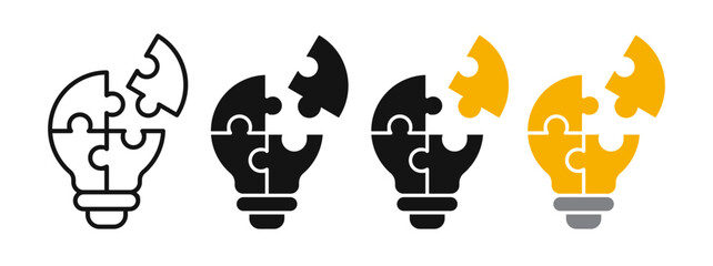 Wall Mural - light bulb puzzle piece icon vectors for apps and web.
