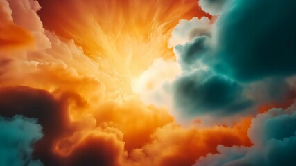 Canvas Print - Abstract Cosmic Paint Explosion Depicting Vibrant Colors in Motion with a Radiant Central Light, Featuring a Dreamlike Scene in Space, Suitable for Modern Art Design and Creative Backgrounds