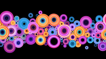 Wall Mural - Abstract colorful circles on a black background
