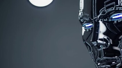 Poster - Exploring a futuristic robotic head design with holographic features and advanced technology elements
