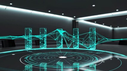 Poster - Innovative communication technology featuring futuristic holograms in a high-tech environment