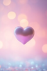 Wall Mural - Pink heart floats with bokeh and shimmering accents.