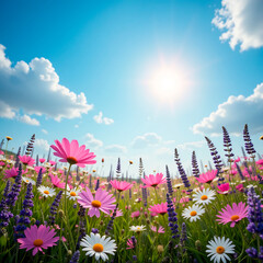 Wall Mural - flowers on a meadow