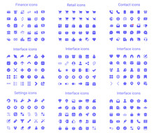 Simple small solid icons set. Rounded mini vector icons.
