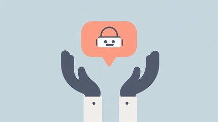 Interactive Chatbot Help Icon for Customer Support - Flat Vector Illustration