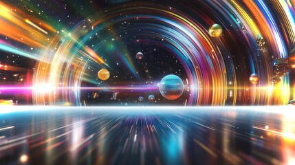 Wall Mural - cosmic journey through vibrant colors and distant planets in stunning 4k resolution
