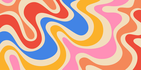 Poster - Abstract Wavy Geometric Y2k Texture Vector Design. Cool Trendy Groovy Curvy Pattern. Psychedelic Trippy Liquid Colorful Backdrop.