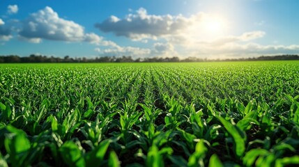 Poster - Lush green field sunset agriculture planting rural