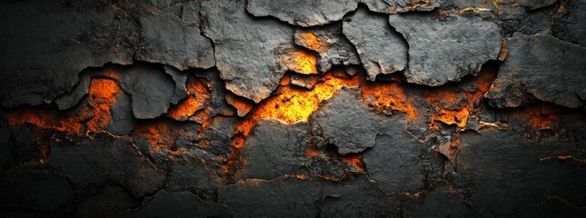 Sticker - A textured painting featuring a mountain range in black and orange, evoking a sense of ruggedness and strength