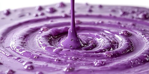 Canvas Print - In a mesmerizing slow-motion sequence, a purple slime ooze slowly across a pristine, white snow surface, forming a disordered, liquid pattern