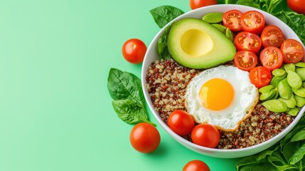 Wall Mural - Healthy Breakfast Bowl with Egg, Avocado, and Cherry Tomatoes