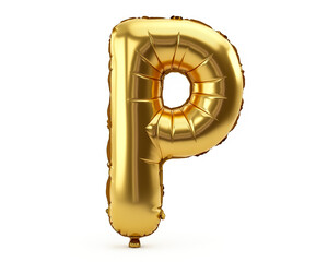 Wall Mural - A shiny, gold balloon shaped like the letter P stands out in a lively atmosphere. Perfect for parties or special occasions, this decoration enhances any celebration.