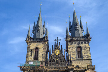 Wall Mural - Towers of gothic Church of the Mother of God before Tyn, at the Old Town square in Prague, capital of Czech Republic