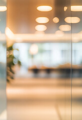 Wall Mural - Abstract blurred office interior room. blurry working space with defocused effect clean modern and elegant interior design of a hospital or business office hallway with bright luminous lighting  