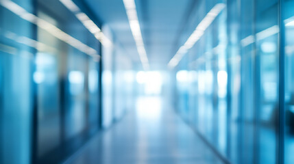 Wall Mural - Bright, modern hallway with large windows and shiny floor modern bright office hallway with large windows and shiny floor.

