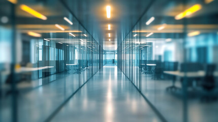 Wall Mural - Bright, modern hallway with large windows and shiny floor modern bright office hallway with large windows and shiny floor.

