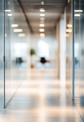 Wall Mural - Bright, modern hallway with large windows and shiny floor modern bright office hallway with large windows and shiny floor.

