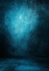 Wall Mural - dark street, wet asphalt, reflections of rays in the water dark scene, neon light, spotlights blue b