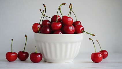 Wall Mural - Bowl of Fresh Cherries