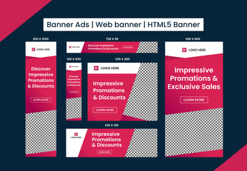 Wall Mural - html5 banner ads design web template set, horizontal header web banner. editable google display ads 