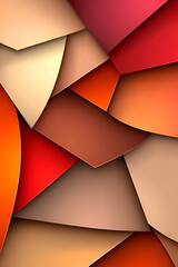 Sticker - A vibrant collage of overlapping geometric shapes featuring warm tones of red, orange, and beige.