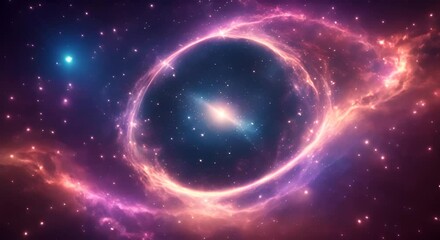 Wall Mural - loop animation of space nebula towards light loop animation glowing galaxies and stars passing foota