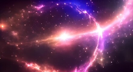 Wall Mural - loop animation of space nebula towards light loop animation glowing galaxies and stars passing foota