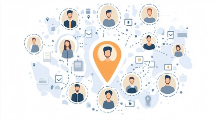Wall Mural - Modern Customer Support Location Pin Icon for Marketing Materials, Technology Apps, and Websites