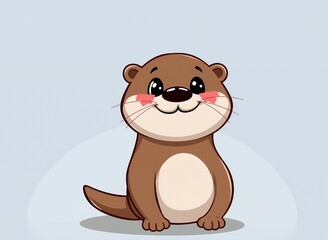 Wall Mural - an image of a cartoon otter sitting down with a smile on its face.