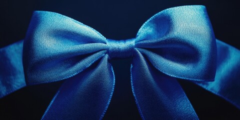 Wall Mural - Blue Ribbon Gift Bow - Loop Decoration - Event Accessory - Festive Present Adornment