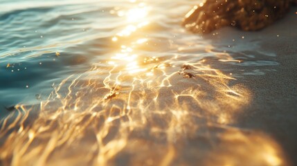 Wall Mural - Golden Hour Beach, Sunlight Dazzles on the Sandy Shore